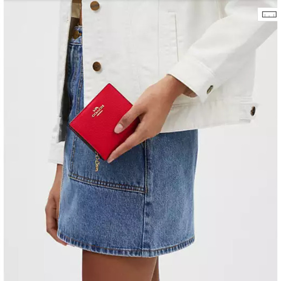 Coach Snap Wallet In Leather/Gold/Bold Red C2862 NWT - Picture 6 of 6